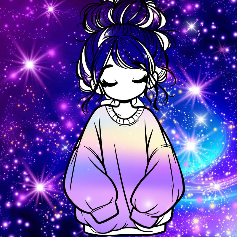 girl with baggy sweatshirt and messy bun