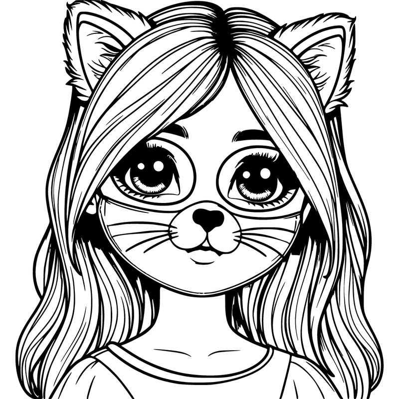 realistic girl with a animal mask on