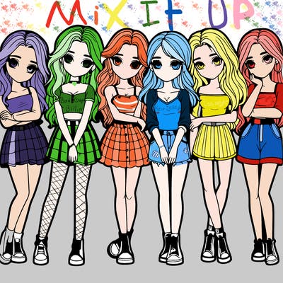 a group of girls realistic