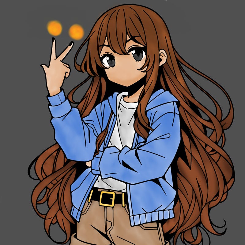 one anime girl with long hair and a cool pose