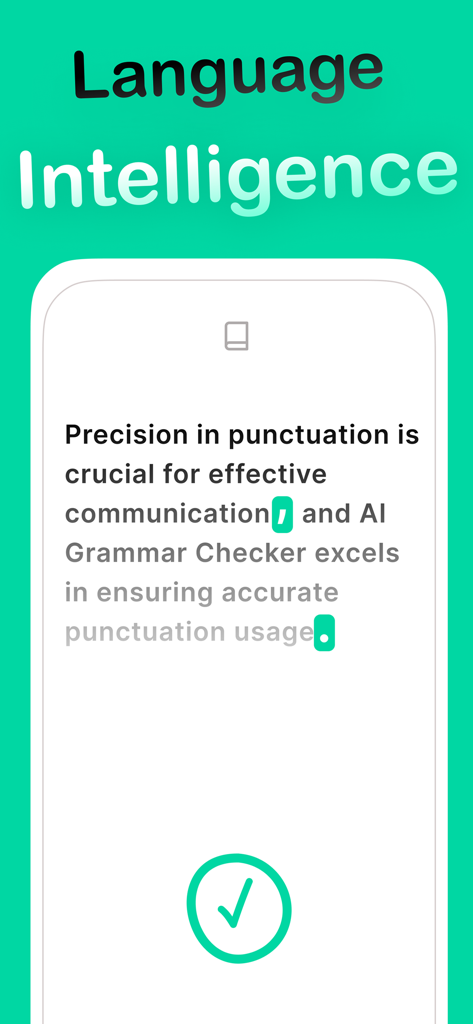 Grammar Checker AI for English - Oberfläche der KI-Grammatikprüfungs-App mit Zeichensetzungskorrekturen für professionelles Schreiben
