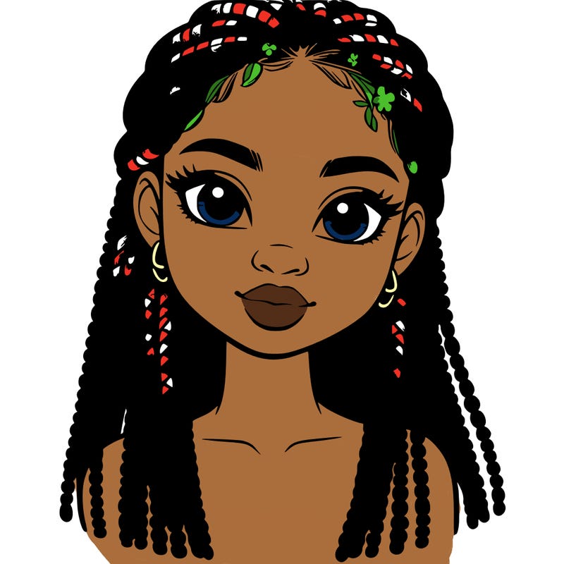 a realistic black girl with braids