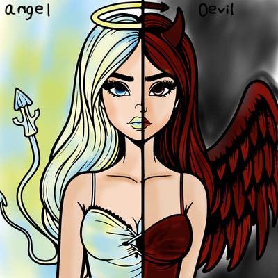 devil vs angel realistic girl