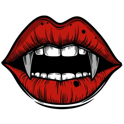 lips with vampire teeth