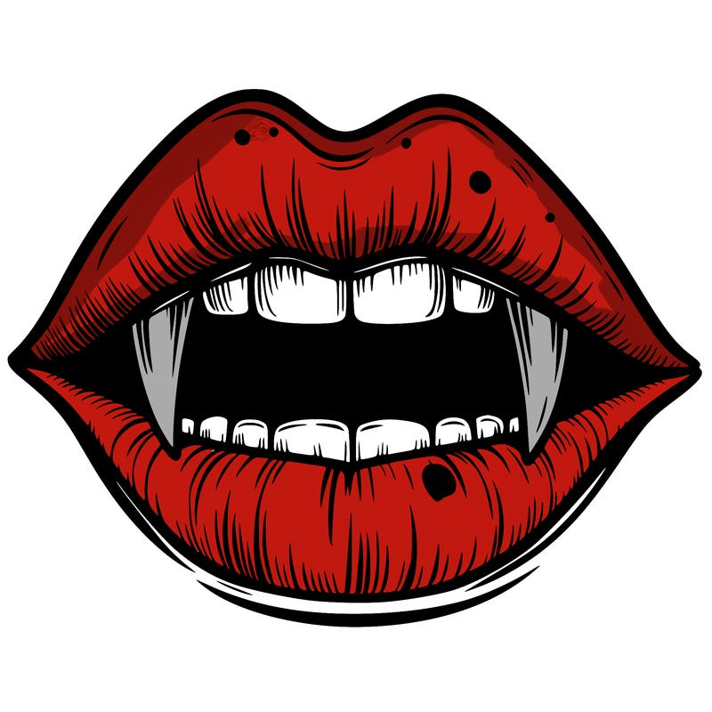 lips with vampire teeth