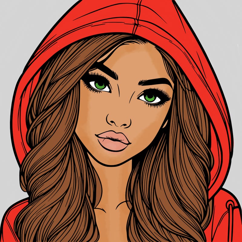 realistic beautiful girl with a hood on