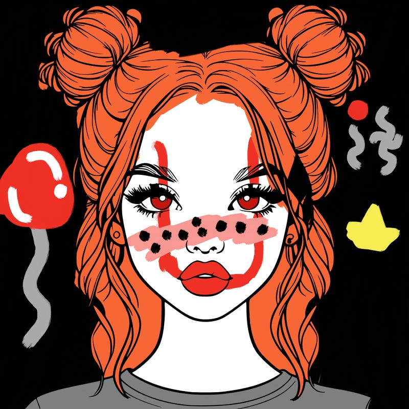 realistic girl with two buns in hair and lips