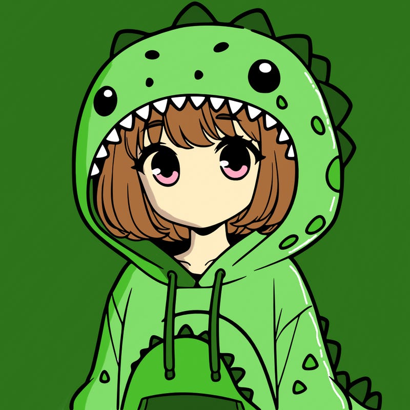 girl with dinosaur hoodie
