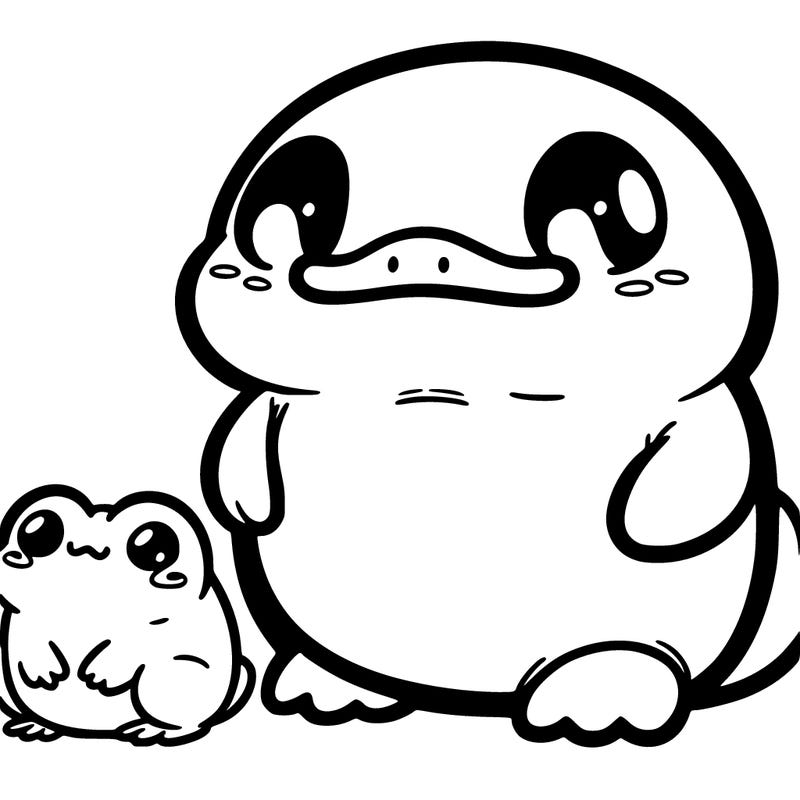 chibi chunky duck and frog