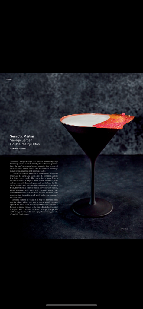 Supper Magazine - A high-end Semiotic Martini cocktail feature from Supper Magazine at Savage Garden London.