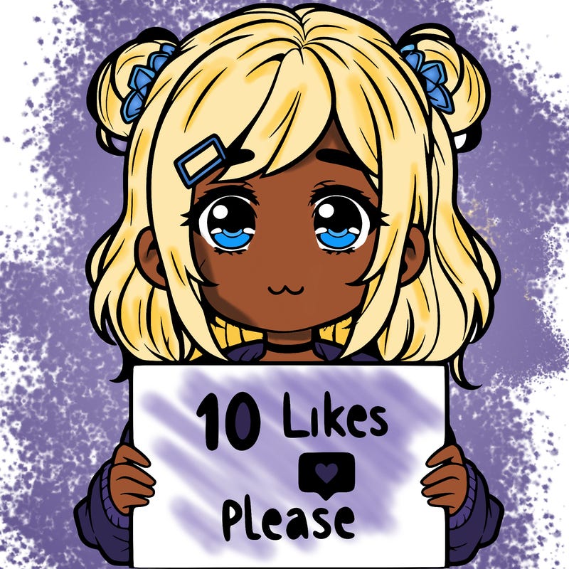 a girl with a sign saying 10 likes please