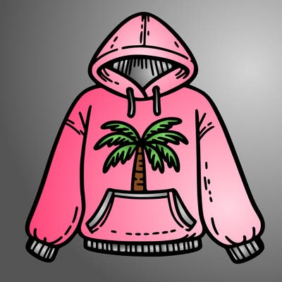 pink palm puff hoddie