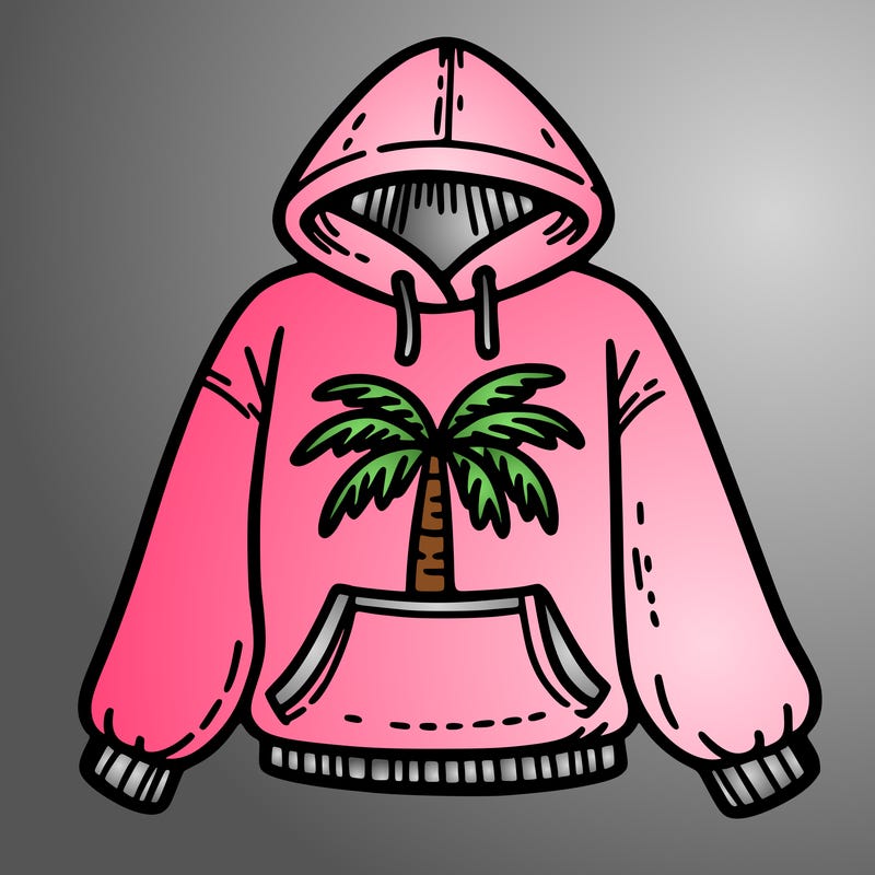 pink palm puff hoddie