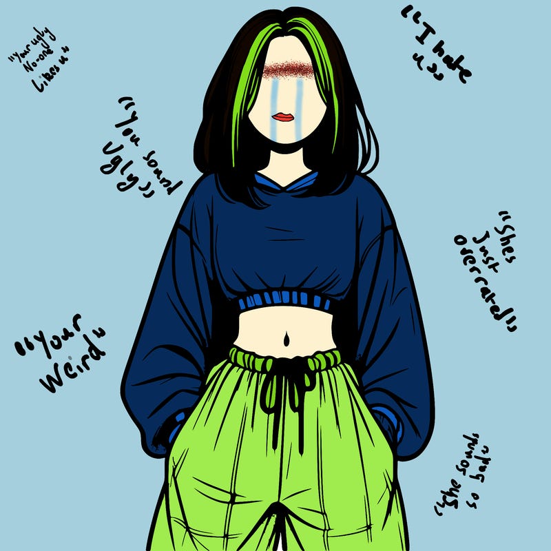 realistic girl faceless with baggy pants and a crop top