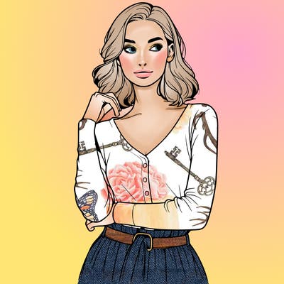 realistic woman model posing alone