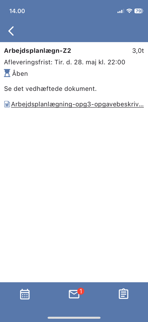 EG LUDUS Mobile - Captura de pantalla de la aplicación EG LUDUS Mobile que muestra los detalles de una tarea abierta, incluida la fecha límite y los documentos adjuntos.