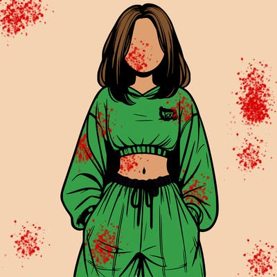 realistic girl faceless with baggy pants and a crop top