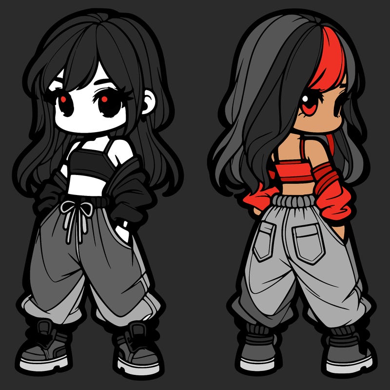 girl in crop top and baggy pants