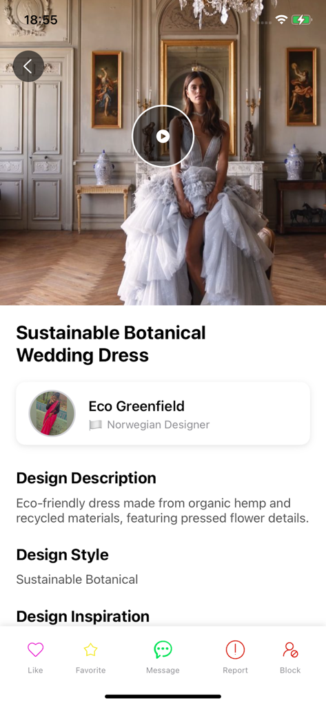 Evaer - Sustainable botanical wedding dress design by Eco Greenfield on the Evaer app