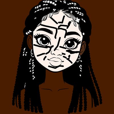 a realistic black girl with braids