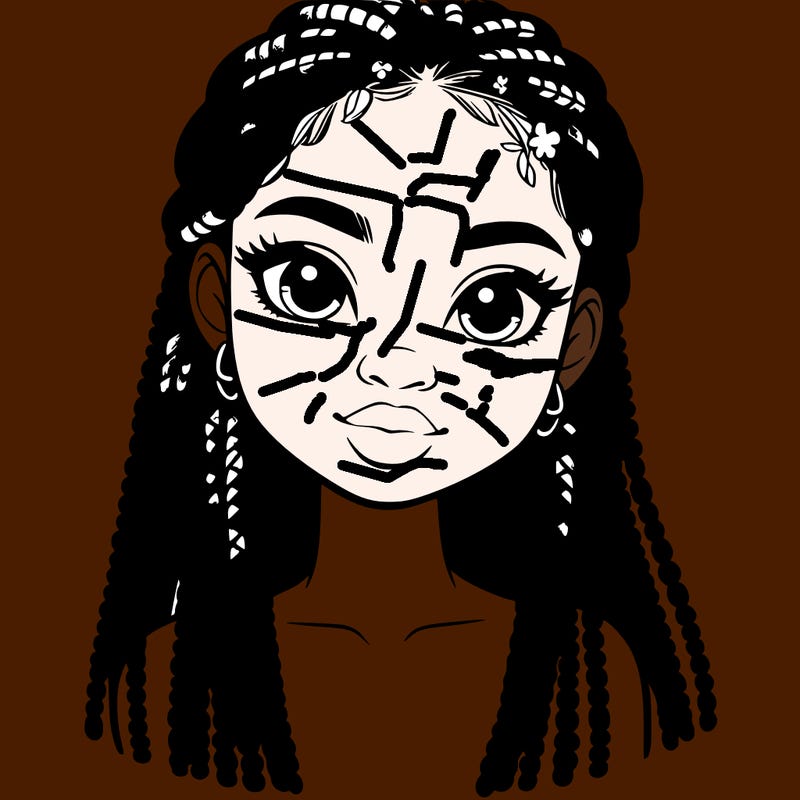 a realistic black girl with braids