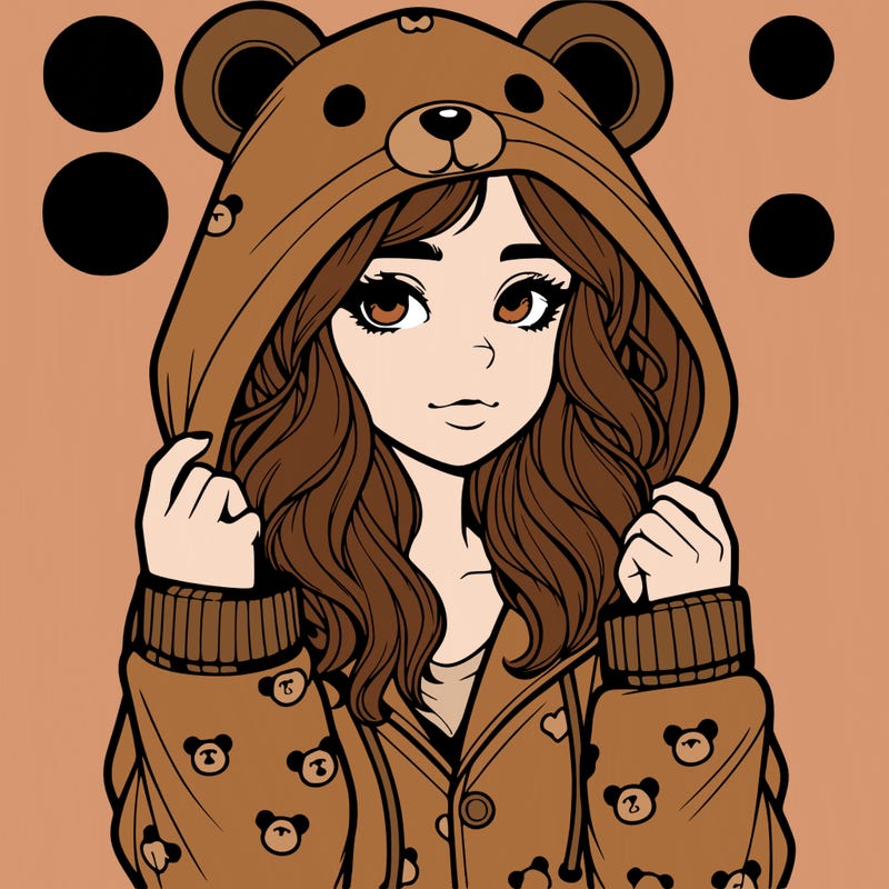 realistic girl in a animal pjs hoodie