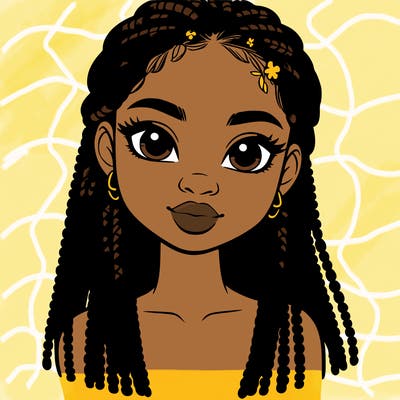 a realistic black girl with braids