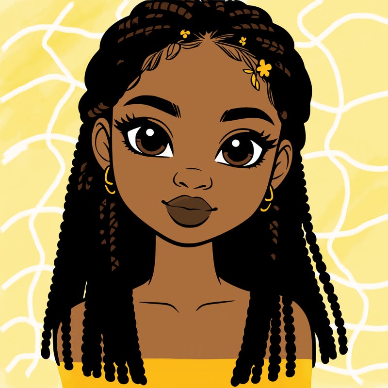 a realistic black girl with braids