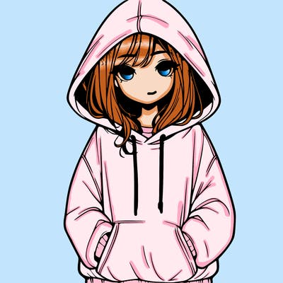 realistic girl with oversized hoodie