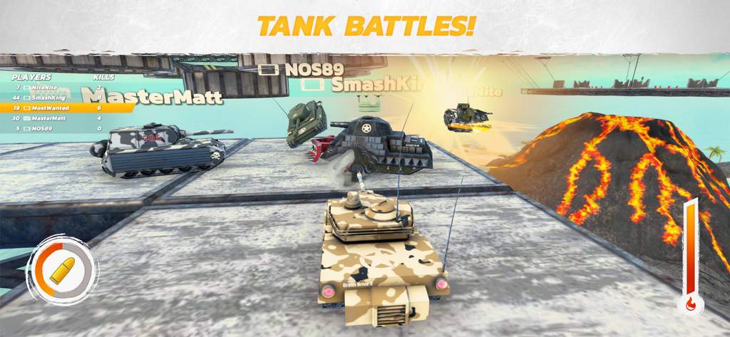 Crash Drive 3 - Arena multijugador de batalla de tanques en crash drive 3 con fondo de volcán