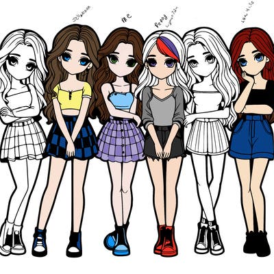 a group of girls realistic