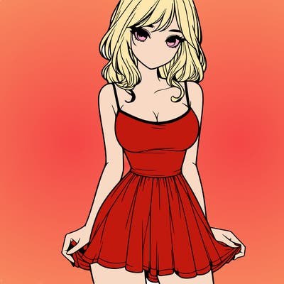 realistic girl in short dress