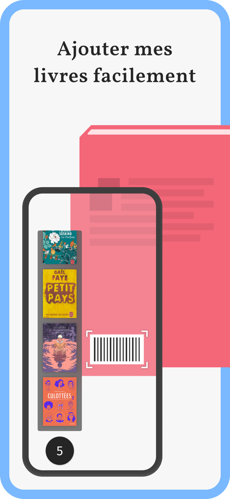 Smartphone scanning a book barcode to add it to the Gleeph digital library.