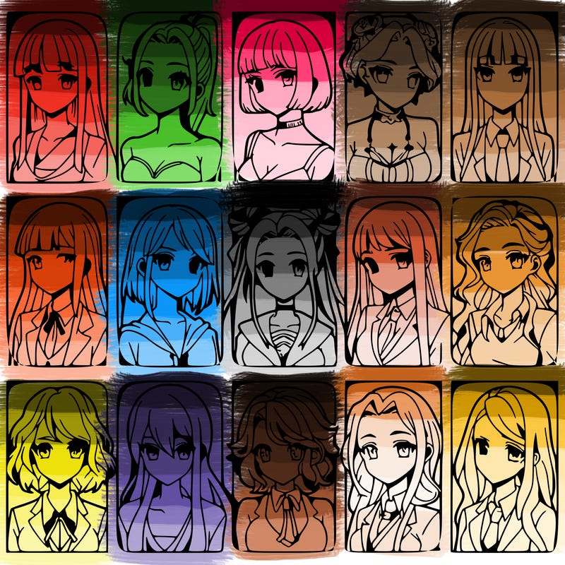 girls that look diffrent anime