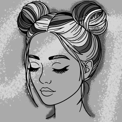 woman with hair buns