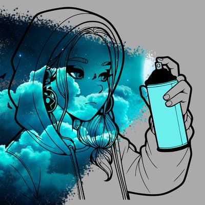 a realistic girl, spray painting