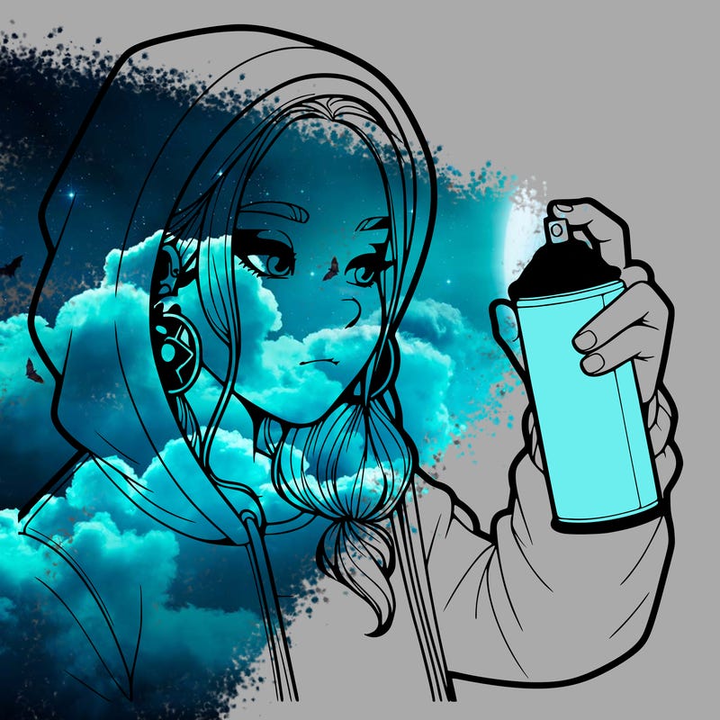 a realistic girl, spray painting