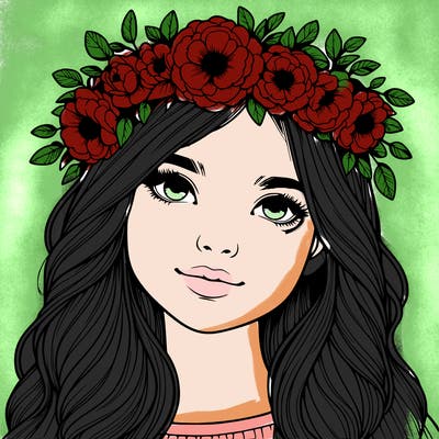 realistic girl with flower crown