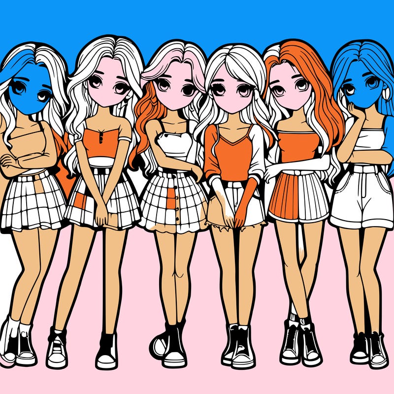 a group of girls realistic