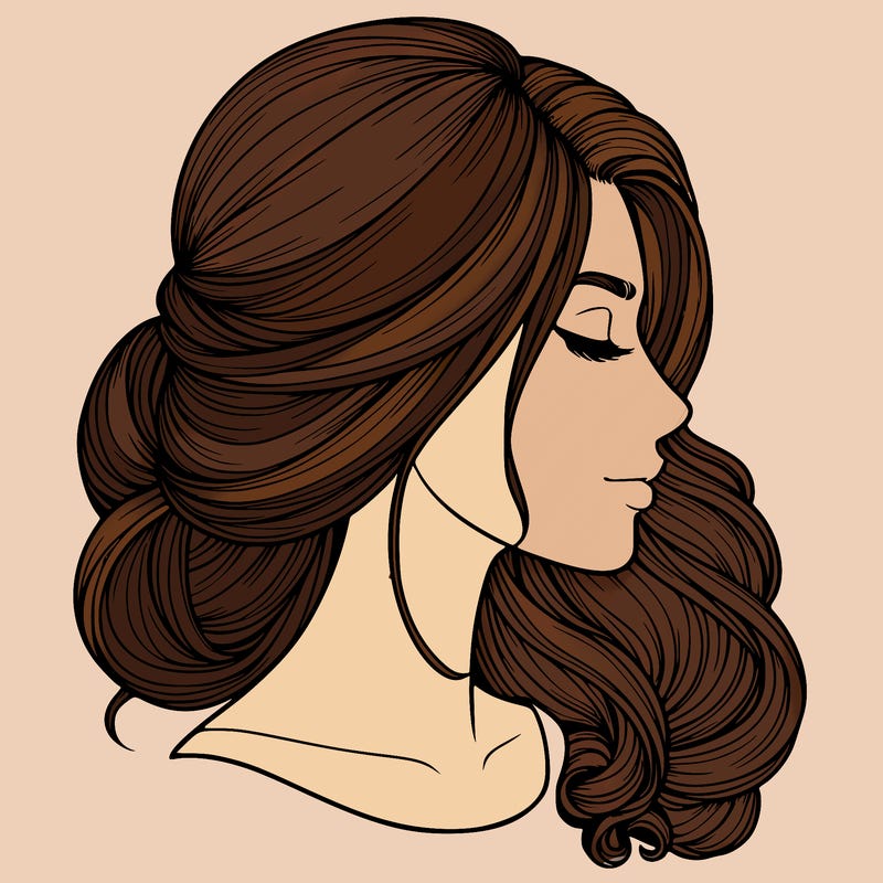 realistic woman's head & hair