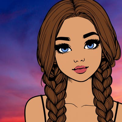 realistic girl with braids
