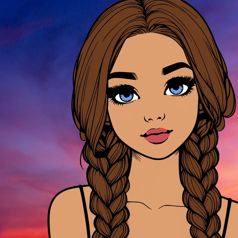 realistic girl with braids