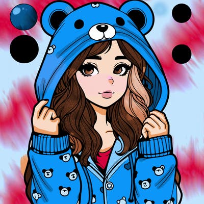 realistic girl in a animal pjs hoodie