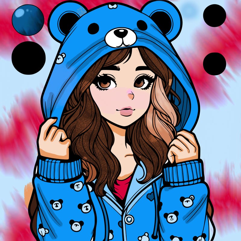 realistic girl in a animal pjs hoodie