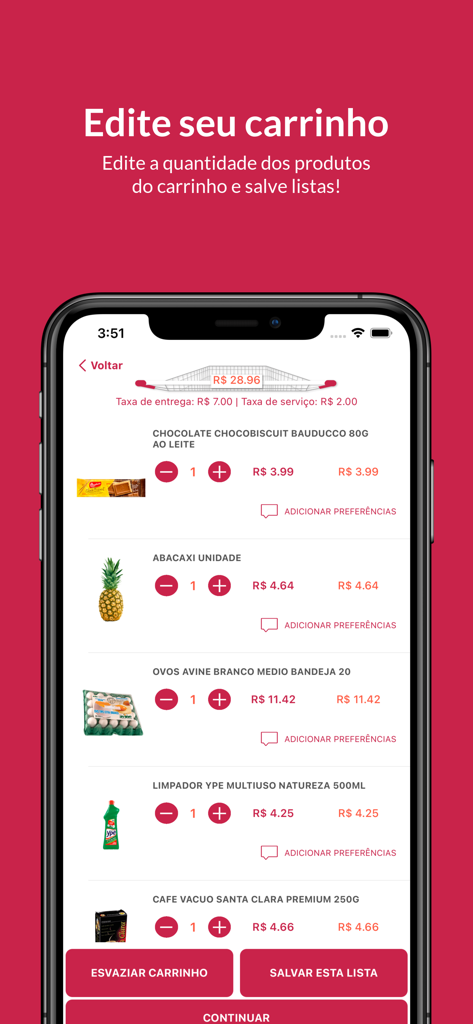 Casa Santa Luzia - Mobile app interface of Casa Santa Luzia showing a shopping cart with items like chocolate pineapple and eggs