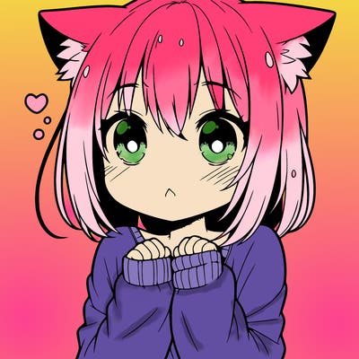 shy anime catgirl