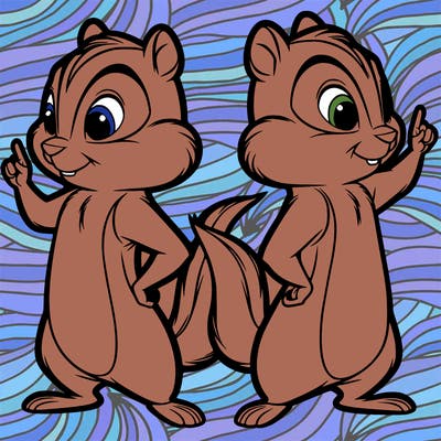 two tamias standing up split realistic