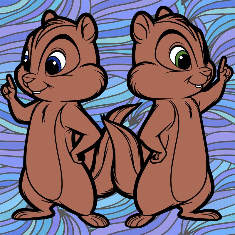 two tamias standing up split realistic