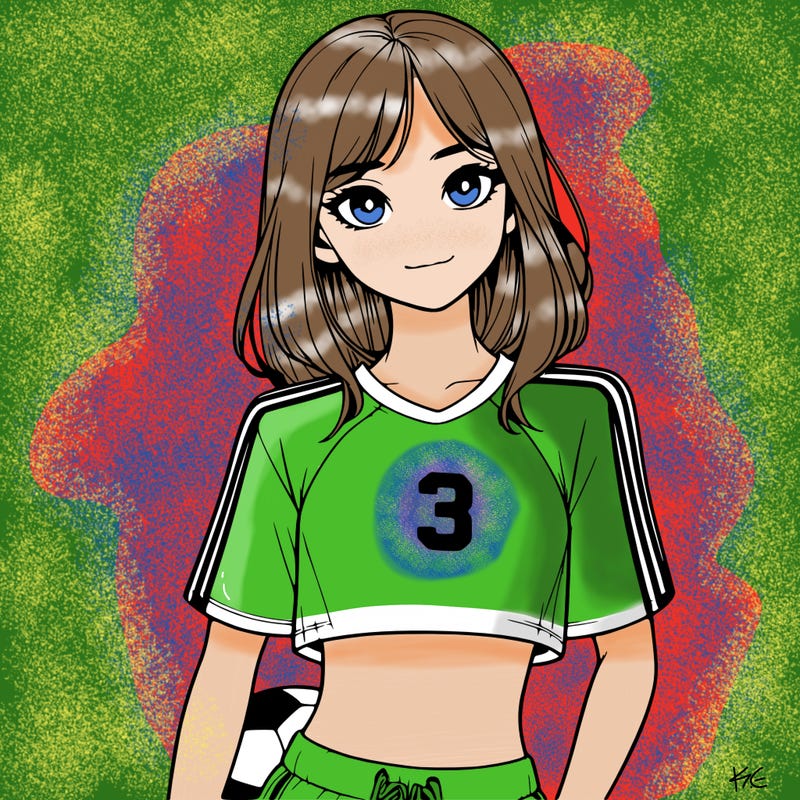 realistic girl wearing soccer jersey