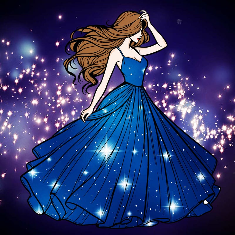 realistic woman with dress flowing in the wind